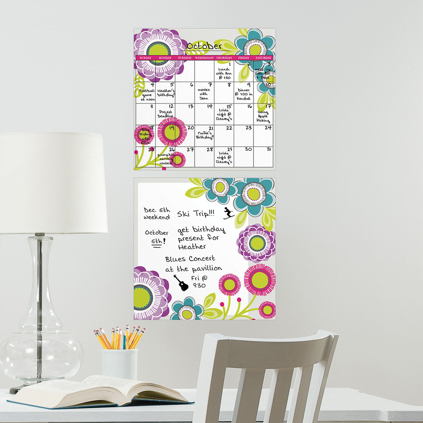 Dry Erase Calendar Wide Wall Decals Wall Decor Stickers